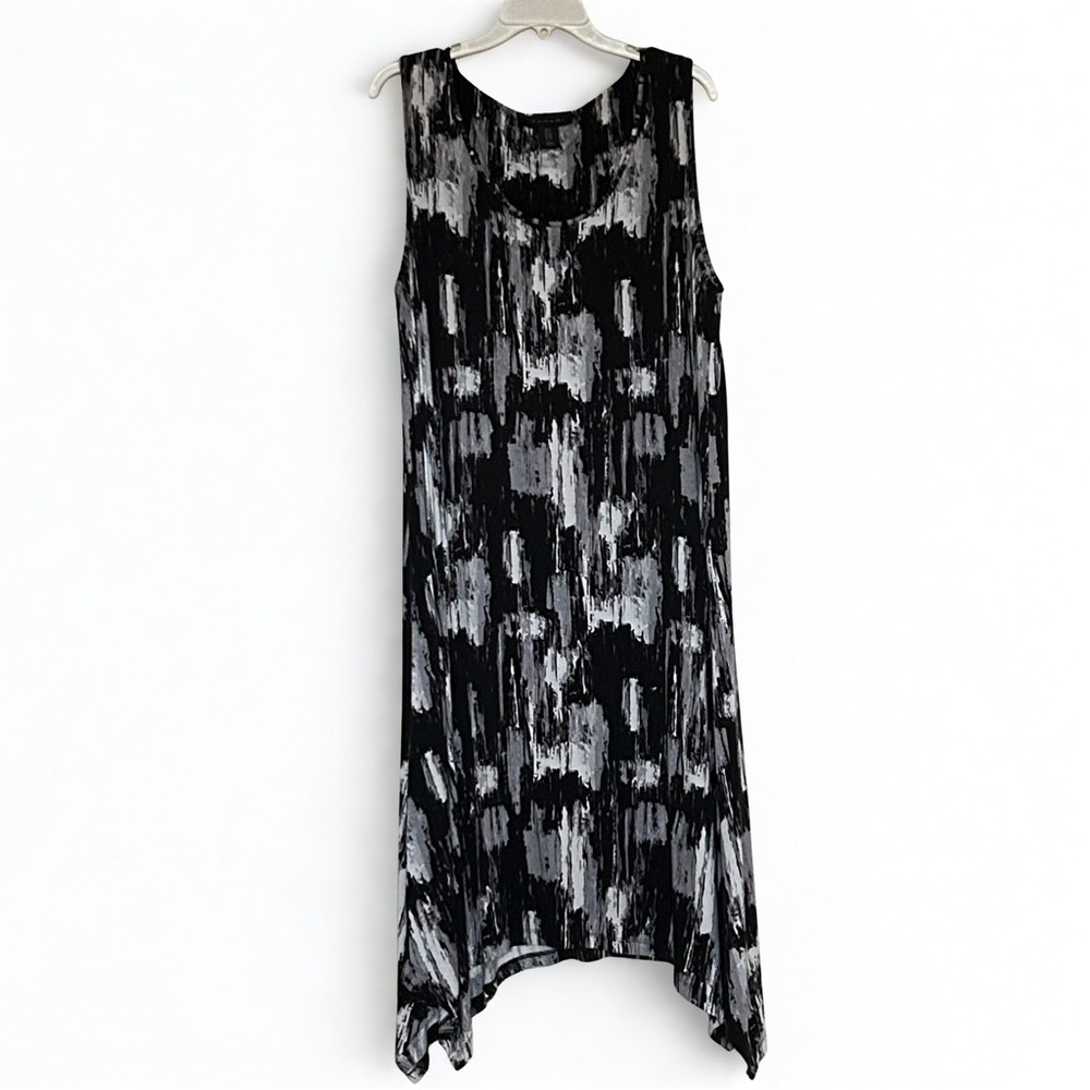 Tahari Black and Gray Abstract Dress